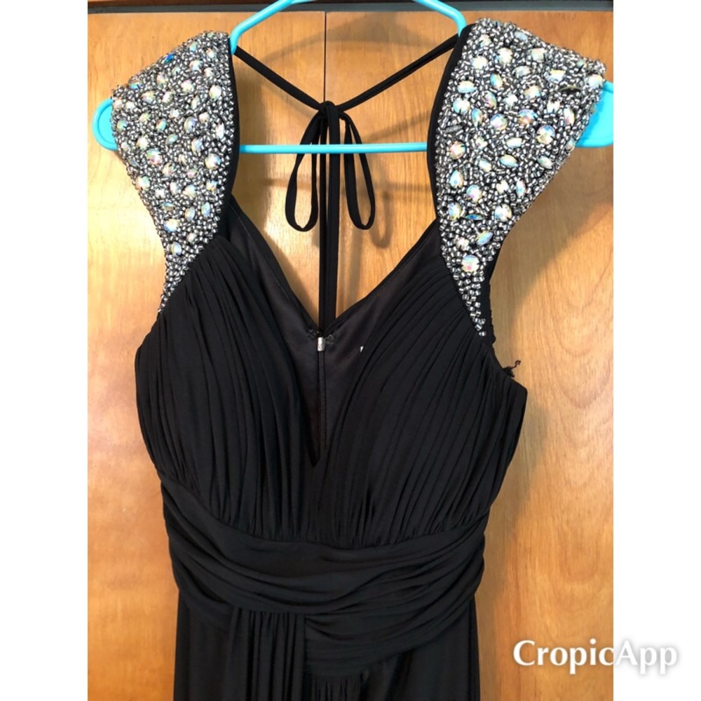 Black beaded formal dress